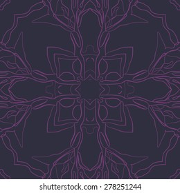 Circular  seamless pattern of  decorative motif, stripes,  cross. Hand drawn.