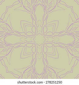 Circular  seamless pattern of  decorative motif, stripes,  cross. Hand drawn.