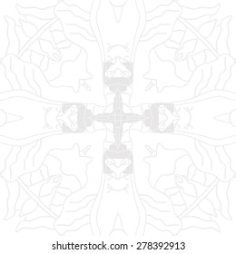 Circular  seamless pattern of  decorative motif, stripes, cross. Hand drawn.