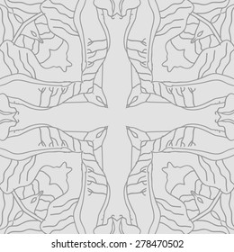 Circular  seamless pattern of  decorative motif, stripes, cross. Hand drawn, delicate.