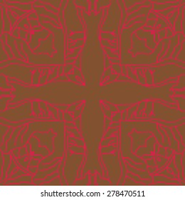 Circular  seamless pattern of  decorative motif, stripes, cross. Hand drawn, delicate.