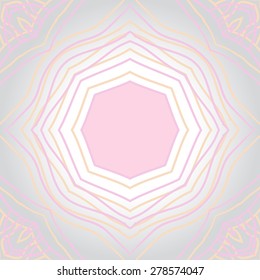 Circular  seamless pattern of  decorative motif, stripes,stars, copy space. Hand drawn, delicate.