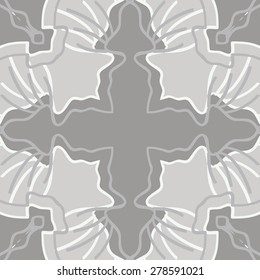 Circular  seamless pattern of  decorative motif, stripes,spots,cross. Hand drawn.