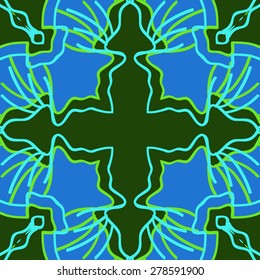 Circular  seamless pattern of  decorative motif, stripes,spots,cross. Hand drawn.