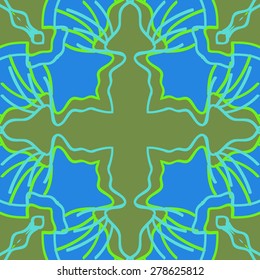 Circular  seamless pattern of  decorative motif, stripes,spots,cross. Hand drawn.