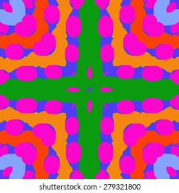 Circular  seamless pattern of  decorative motif, ellipses,stripes,cross. Hand drawn.