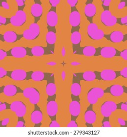 Circular  seamless pattern of  decorative motif, ellipses,stripes,cross. Hand drawn.
