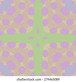 Circular  seamless pattern of  decorative motif, ellipses,stripes,cross. Hand drawn.
