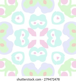 Circular  seamless pattern of  decorative motif, ellipses,spots, bagels. Hand drawn.