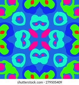 Circular  seamless pattern of  decorative motif, ellipses,spots, bagels. Hand drawn.