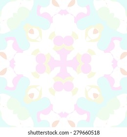 Circular  seamless pattern of  decorative motif, ellipses,spots,cross. Hand drawn.