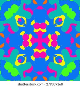 Circular  seamless pattern of  decorative motif, ellipses,spots,cross. Hand drawn.