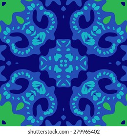 Circular  seamless pattern of  decorative motif, ellipses,spots, cross. Hand drawn.