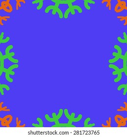 Circular  seamless pattern of  decorative motif, snowflakes,spots, copy space. Hand drawn.