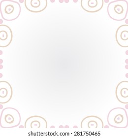 Circular  seamless pattern of  decorative motif, ellipses, doodles, bagels, copy space. Hand drawn.