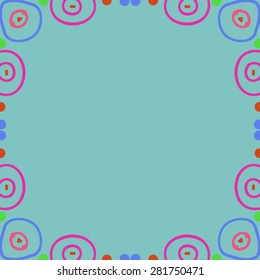 Circular  seamless pattern of  decorative motif, ellipses, doodles, bagels, copy space. Hand drawn.
