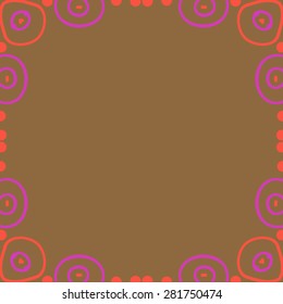 Circular  seamless pattern of  decorative motif, ellipses, doodles, bagels, copy space. Hand drawn.