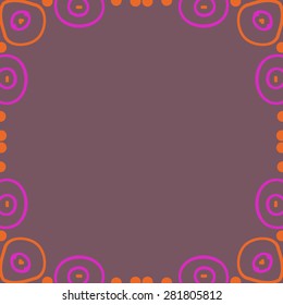 Circular  seamless pattern of  decorative motif, ellipses, doodles, bagels, copy space. Hand drawn.