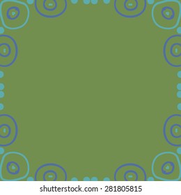 Circular  seamless pattern of  decorative motif, ellipses, doodles, bagels, copy space. Hand drawn.