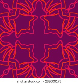 Circular  seamless pattern of decorative motif,  hole,stripes. Hand drawn.