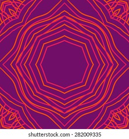 Circular  seamless pattern of decorative motif,  hole,stripes, stars. Hand drawn.