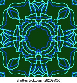 Circular  seamless pattern of decorative motif,  hole, stripes. Hand drawn.