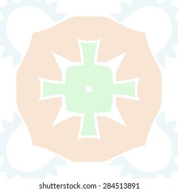 Circular  seamless pattern of  decorative motif, zigzag, cross, star, spots, hole. Hand drawn.