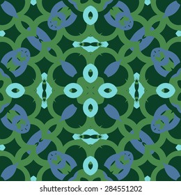 Circular  seamless pattern of  decorative motif, bagels, stars, spots, hole. Handmade.