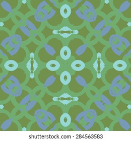 Circular  seamless pattern of  decorative motif, bagels, stars, spots, hole. Handmade.