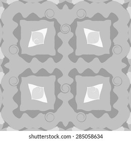 Circular  seamless pattern of decorative motif, spirals, spots, hole. Hand drawn.