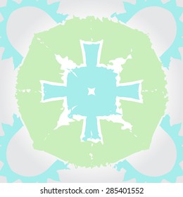 Circular  seamless pattern of  decorative motif, zigzag, cross, star, spots, hole, wave. Hand drawn.