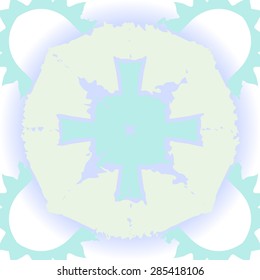 Circular  seamless pattern of  decorative motif, zigzag, cross, star, spots, hole, wave. Hand drawn.