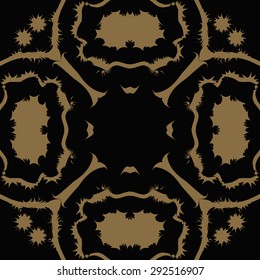 Circular seamless  pattern of decorative motif, spots, stripes, stars,  copy space. Hand drawn.
