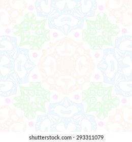 Circular seamless  pattern of decorative motif, stars, spirals,ellipses, hole. Handmade.