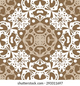 Circular seamless  pattern of decorative motif, stars, spirals,ellipses, hole. Handmade.
