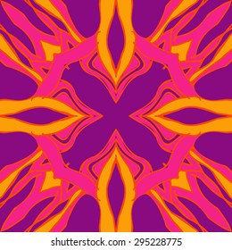 Circular seamless  pattern of decorative motif, spots, hole, stripes, copy space. Hand drawn.