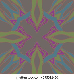 Circular seamless  pattern of decorative motif, spots, hole, stripes, copy space. Hand drawn.