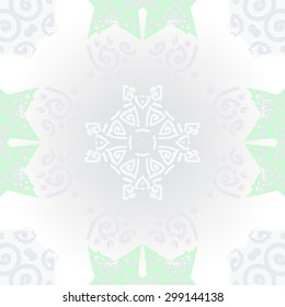 Circular seamless  pattern of decorative motif, stripes, waves, spirals, cross. Hand drawn.