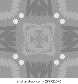 Circular seamless  pattern of decorative motif, doodles, stars. Hand drawn.