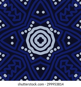 Circular seamless  pattern of decorative motif, stripes, spots,  zigzag. Hand drawn.