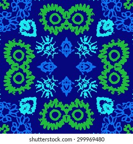 Circular seamless  pattern of decorative motif, doodles, scribbles, waves. Hand drawn.