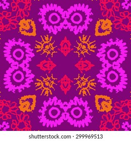 Circular seamless  pattern of decorative motif, doodles, scribbles, waves. Hand drawn.