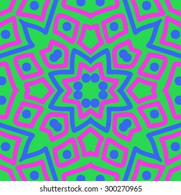 Circular seamless  pattern of decorative motif, doodles, scribbles, stars. Hand drawn.