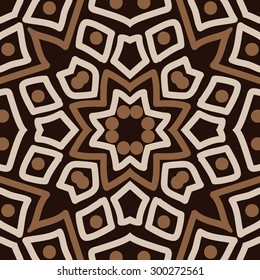 Circular seamless  pattern of decorative motif, doodles, scribbles, stars. Hand drawn.