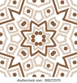 Circular seamless  pattern of decorative motif, doodles, scribbles, stars. Hand drawn.