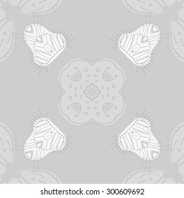 Circular seamless  pattern of decorative motif, doodles, ellipses, spots, stripes. Handmade.