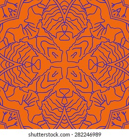 Circular  seamless pattern of  delicate motif,  stripes, hole. Hand drawn.