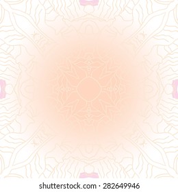 Circular  seamless pattern of  delicate motif, stripes, hole, spots. Hand drawn.