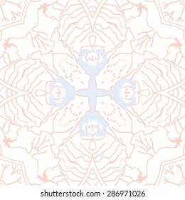 Circular seamless  pattern of  delicate motif, stripes, stars, waves,cross. Hand drawn.