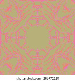 Circular seamless  pattern of  delicate motif, stripes, stars, waves, copy space. Hand drawn.